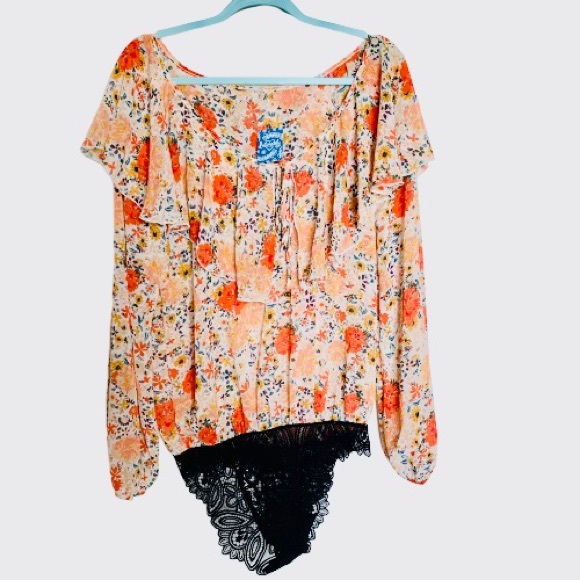 Free People Say It To Me Bodysuit in Ivory Combo - Picture 6 of 7